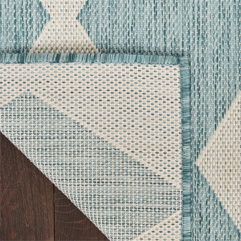 Pemberly Row Modern / Contemporary Home 5'x7' Fabric Aqua Area Rug