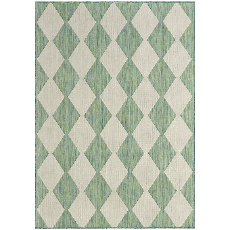 Pemberly Row Contemporary Home 4'x6' Fabric Blue Green Area Rug