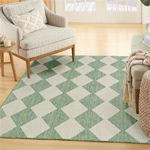 Pemberly Row Contemporary Home 4'x6' Fabric Blue Green Area Rug