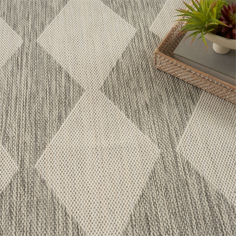 Pemberly Row Contemporary Home 9'x12' Fabric Light Grey Area Rug