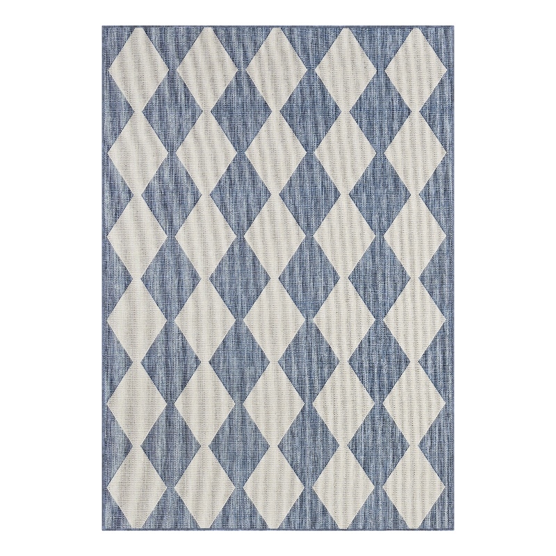 Pemberly Row Contemporary Home 4'x6' Fabric Navy Blue Area Rug