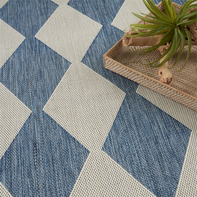 Pemberly Row Contemporary Home 8'x10' Fabric Navy Blue Area Rug