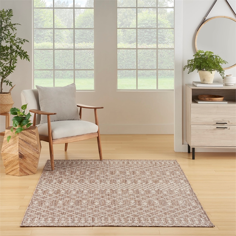 Pemberly Row Modern / Contemporary 5'x7' Fabric Beige Area Rug