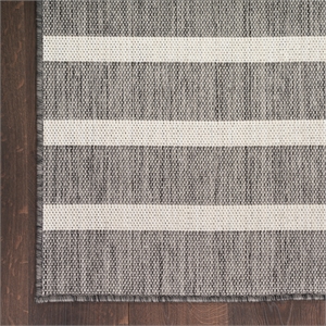 Pemberly Row Contemporary 7'x10' Fabric Charcoal Ivory Area Rug