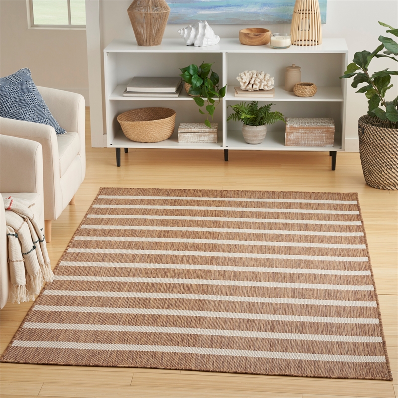 Pemberly Row Modern / Contemporary 5'x7' Fabric Jute Ivory Area Rug