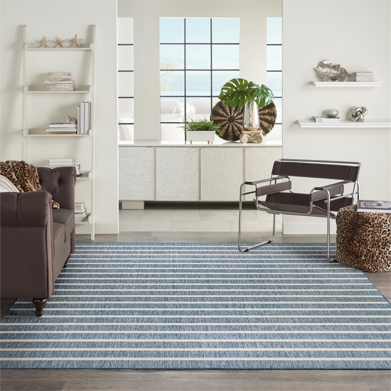 Pemberly Row Modern / Contemporary 8'x10' Fabric Navy Ivory Area Rug