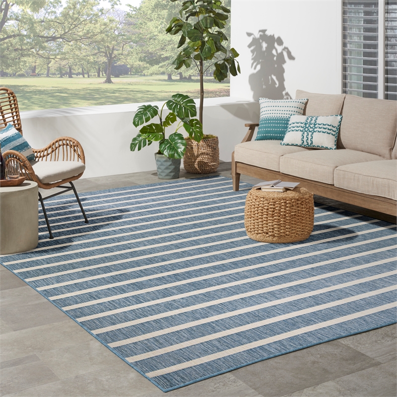 Pemberly Row Modern / Contemporary 8'x10' Fabric Navy Ivory Area Rug