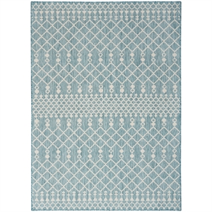 Pemberly Row Modern / Contemporary 6'x9' Fabric Aqua Area Rug