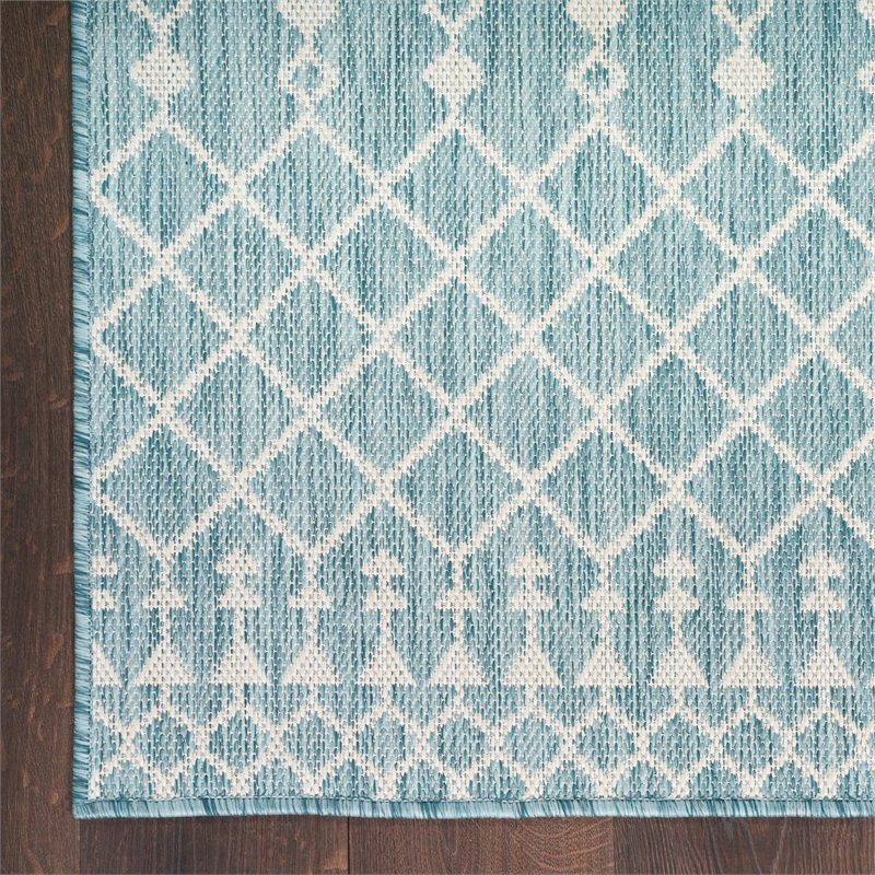 Pemberly Row Modern / Contemporary 6'x9' Fabric Aqua Area Rug
