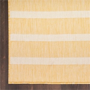 Pemberly Row Modern / Contemporary 5'x7' Fabric Yelow Ivory Area Rug