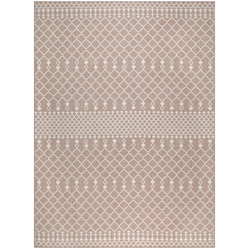 Pemberly Row Modern / Contemporary 9'x12' Fabric Beige Area Rug