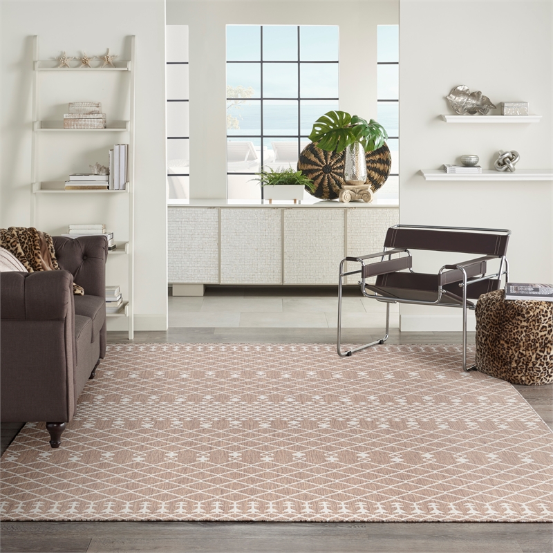 Pemberly Row Modern / Contemporary 9'x12' Fabric Beige Area Rug