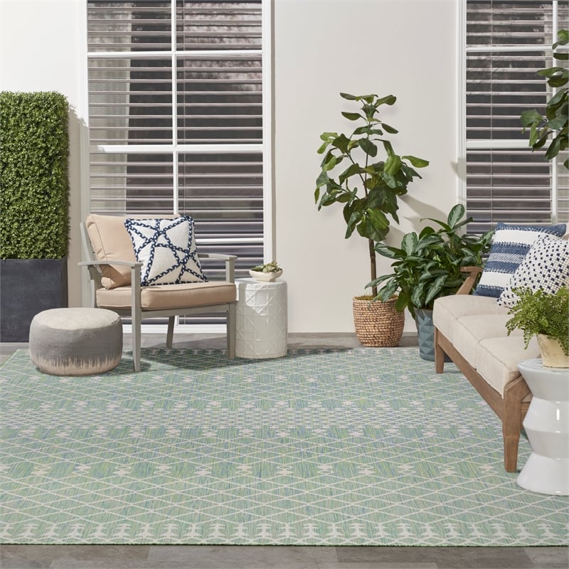 Pemberly Row Modern / Contemporary 9'x12' Fabric Blue Green Area Rug