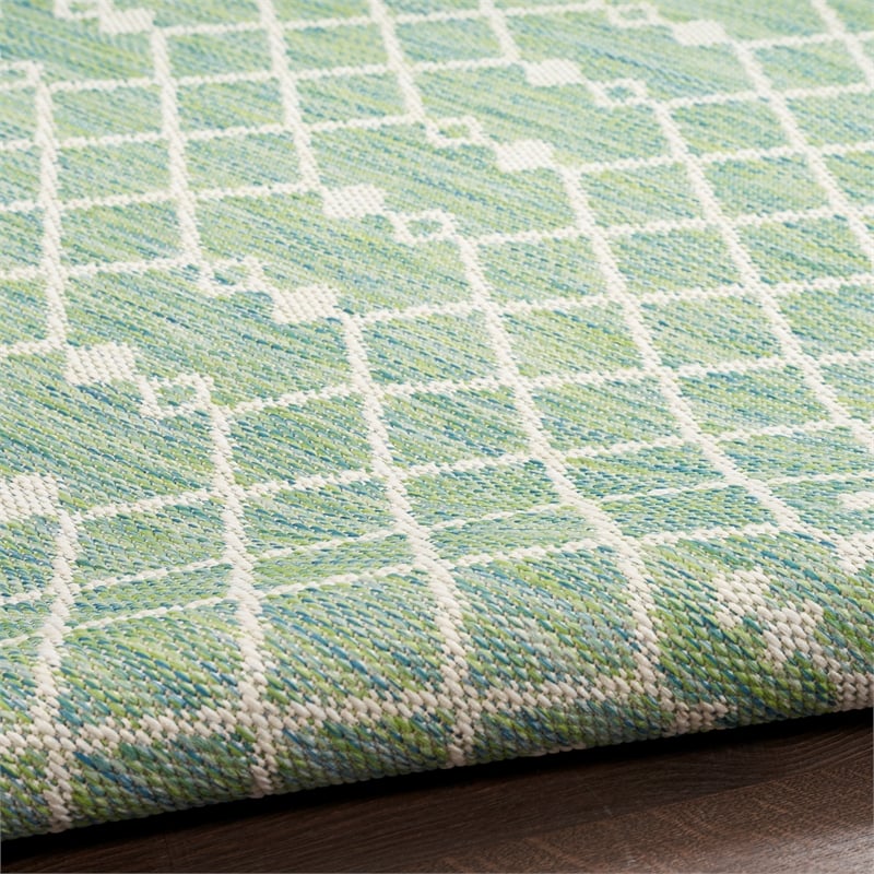 Pemberly Row Modern / Contemporary 9'x12' Fabric Blue Green Area Rug