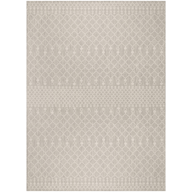 Pemberly Row Modern / Contemporary 8'x10' Fabric Light Gray Area Rug