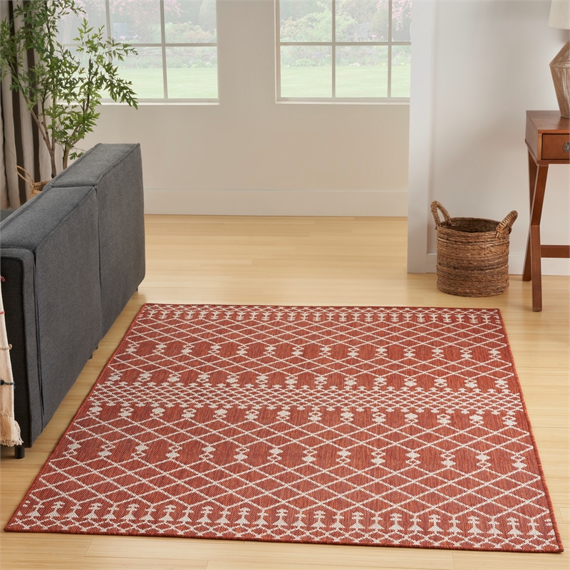 Pemberly Row Modern / Contemporary 6'x9' Fabric Terracotta Area Rug