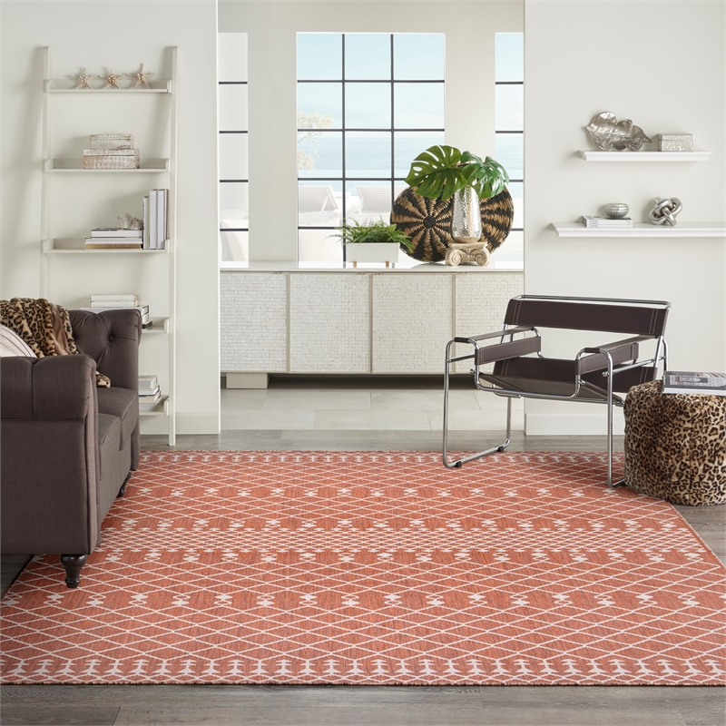 Pemberly Row Modern / Contemporary 9'x12' Fabric Terracotta Area Rug