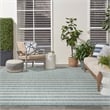 Pemberly Row Modern / Contemporary 9'x12' Fabric Aqua Ivory Area Rug