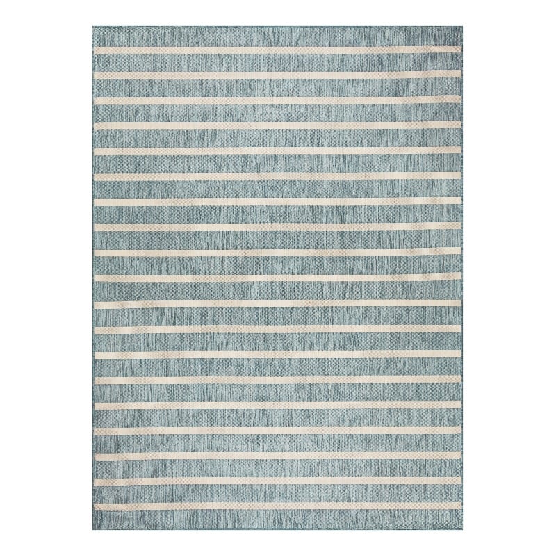 Pemberly Row Modern / Contemporary 9'x12' Fabric Aqua Ivory Area Rug