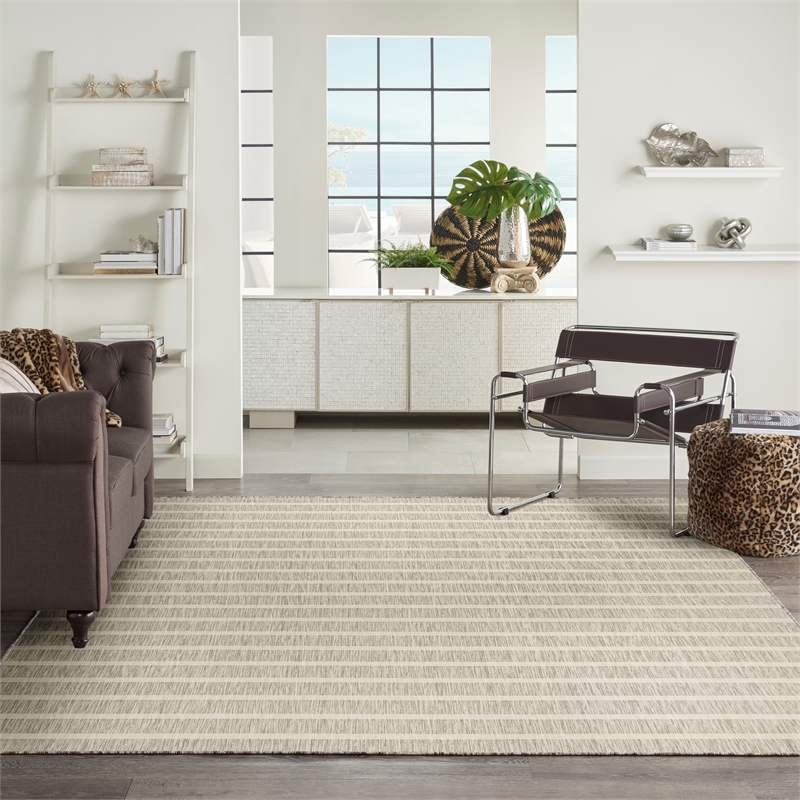 Pemberly Row Modern / Contemporary 9'x12' Fabric Grey Ivory Area Rug