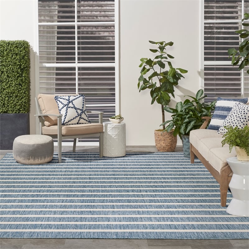 Pemberly Row Modern / Contemporary 9'x12' Fabric Navy Ivory Area Rug