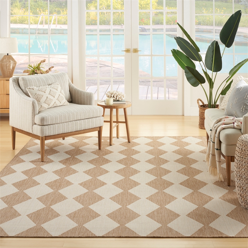 Pemberly Row Modern / Contemporary 9'x12' Jute Plush Rug in Beige