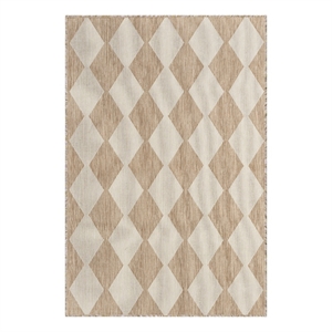 Pemberly Row Modern / Contemporary 4'x6' Jute Plush Rug in Beige