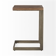 Pemberly Row Medium Brown Wood Antique Nickel Finished Metal Base C Side Table