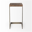 Pemberly Row Medium Brown Wood Antique Nickel Finished Metal Base C Side Table