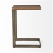 Pemberly Row Medium Brown Wood Antique Nickel Finished Metal Base C Side Table