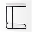 Pemberly Row White Marble Top Black Iron Frame C-Shaped Side Table