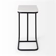 Pemberly Row White Marble Top Black Iron Frame C-Shaped Side Table