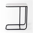 Pemberly Row White Marble Top Black Iron Frame C-Shaped Side Table