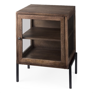 Pemberly Row 20Lx18Wx26H Medium Brown Wood with Black Metal Frame End/Side Table