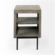Pemberly Row 20Lx18Wx26H Gray Wood with Black Metal Frame End/Side Table