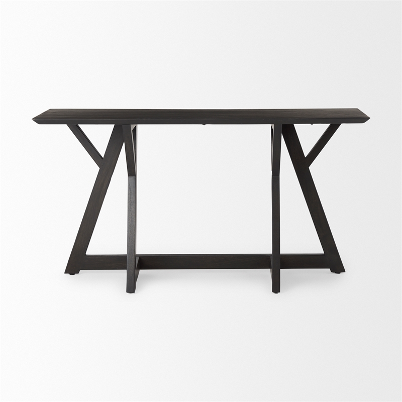 Pemberly Row Contemporary 54Lx16Wx29.5H Dark Brown Wood Console Table