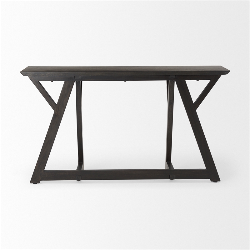 Pemberly Row Contemporary 54Lx16Wx29.5H Dark Brown Wood Console Table