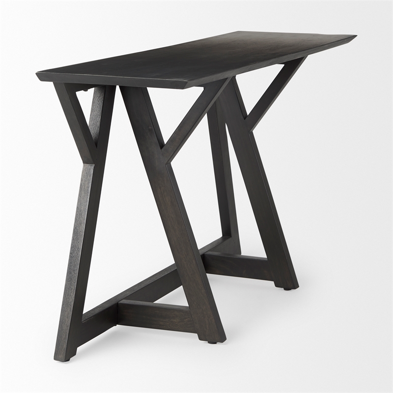 Pemberly Row Contemporary 54Lx16Wx29.5H Dark Brown Wood Console Table