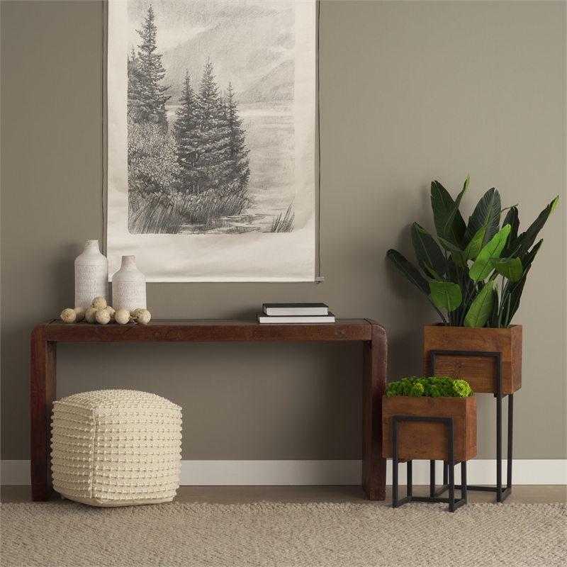 Pemberly Row Contemporary Rustic Brown Reclaimed Wood Console Table