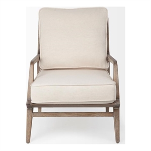 Pemberly Row Off White Fabric Seat w Wood Frame Accent Chair