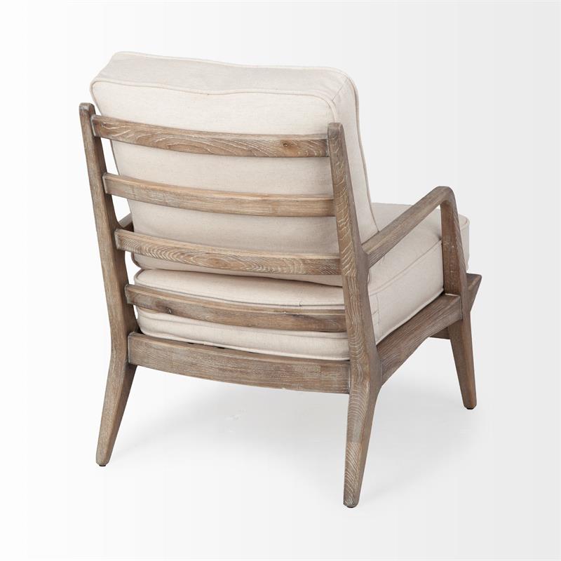 Pemberly Row Off White Fabric Seat w Wood Frame Accent Chair