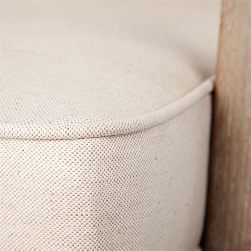 Pemberly Row Off White Fabric Seat w Wood Frame Accent Chair