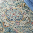 Pemberly Row 4' Round Ivory/Light Blue Bohemian Indoor Polypropylene Rug
