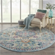 Pemberly Row 8' Round Ivory/Light Blue Bohemian Indoor Polypropylene Rug