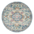 Pemberly Row 8' Round Ivory/Light Blue Bohemian Indoor Polypropylene Rug