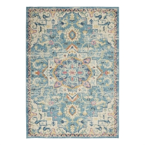 Pemberly Row 6'7&quotx9'6&quot Ivory/Light Blue Bohemian Indoor Polypropylene Rug