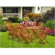 Pemberly Row Traditional 9-piece Wood Patio Dining Set in Natural Oil