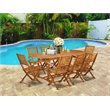 Pemberly Row 9-piece Wood Outside Patio Dining Set in Natural Oil