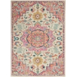 Pemberly Row Transitional 7'x10' Ivory Pink Fabric Bohemian Area Rug