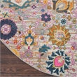 Pemberly Row 8' Round Pink and Gray Fabric Bohemian Area Rug